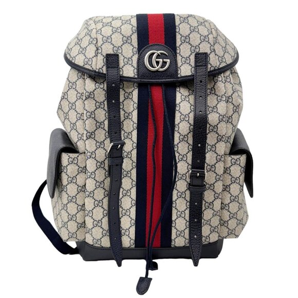 Gucci  Ophidia Medium GG Supreme Canvas Backpack Navy Blue 598140 - Picture 1 of 13
